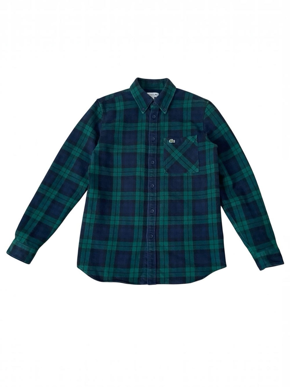 Lacoste Long Sleeve Blackwatch Plaid Flannel Shirt Overshirt S CabinCore Preppy